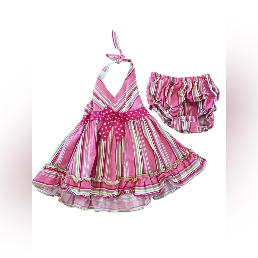 Bonnie Baby Striped Flutter Dress and Bloomers Size 6-9 Month